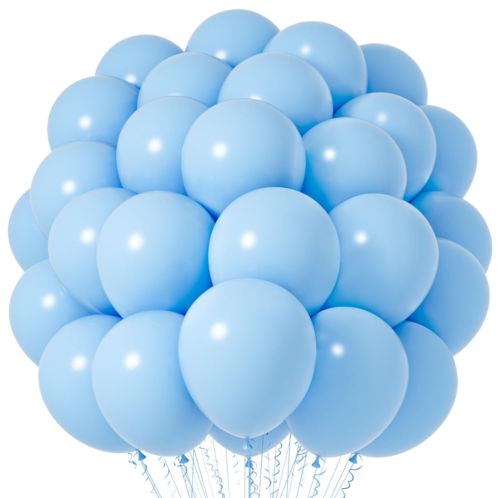 Voircoloria Light Blue Balloons — 66-Pack, 12in Baby Blue Latex Party Balloons for Baby Showers & Birthdays
