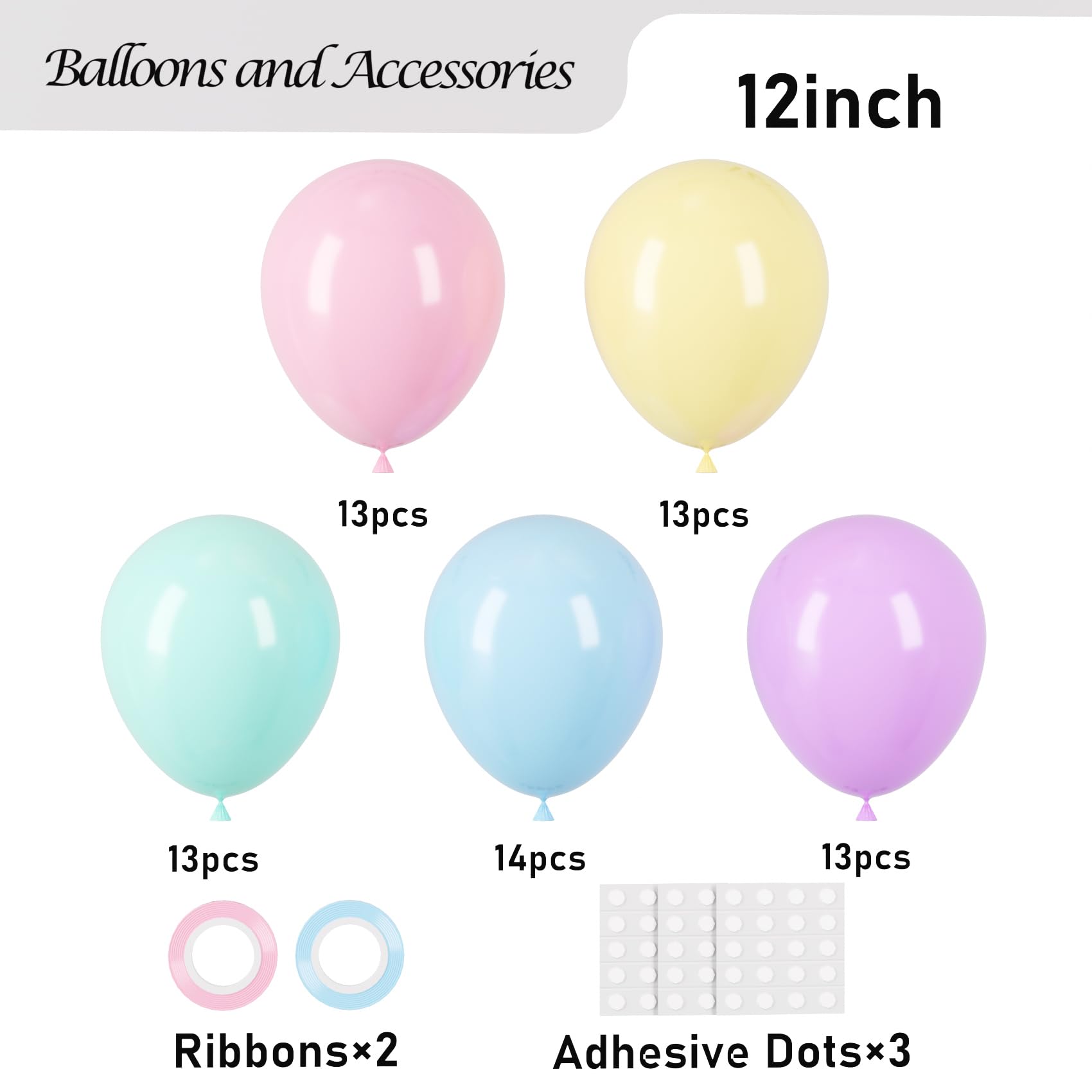 Voircoloria Pastel Balloons 66-Pack, 12" Macaron Latex Party Balloons for Graduation, Weddings & More