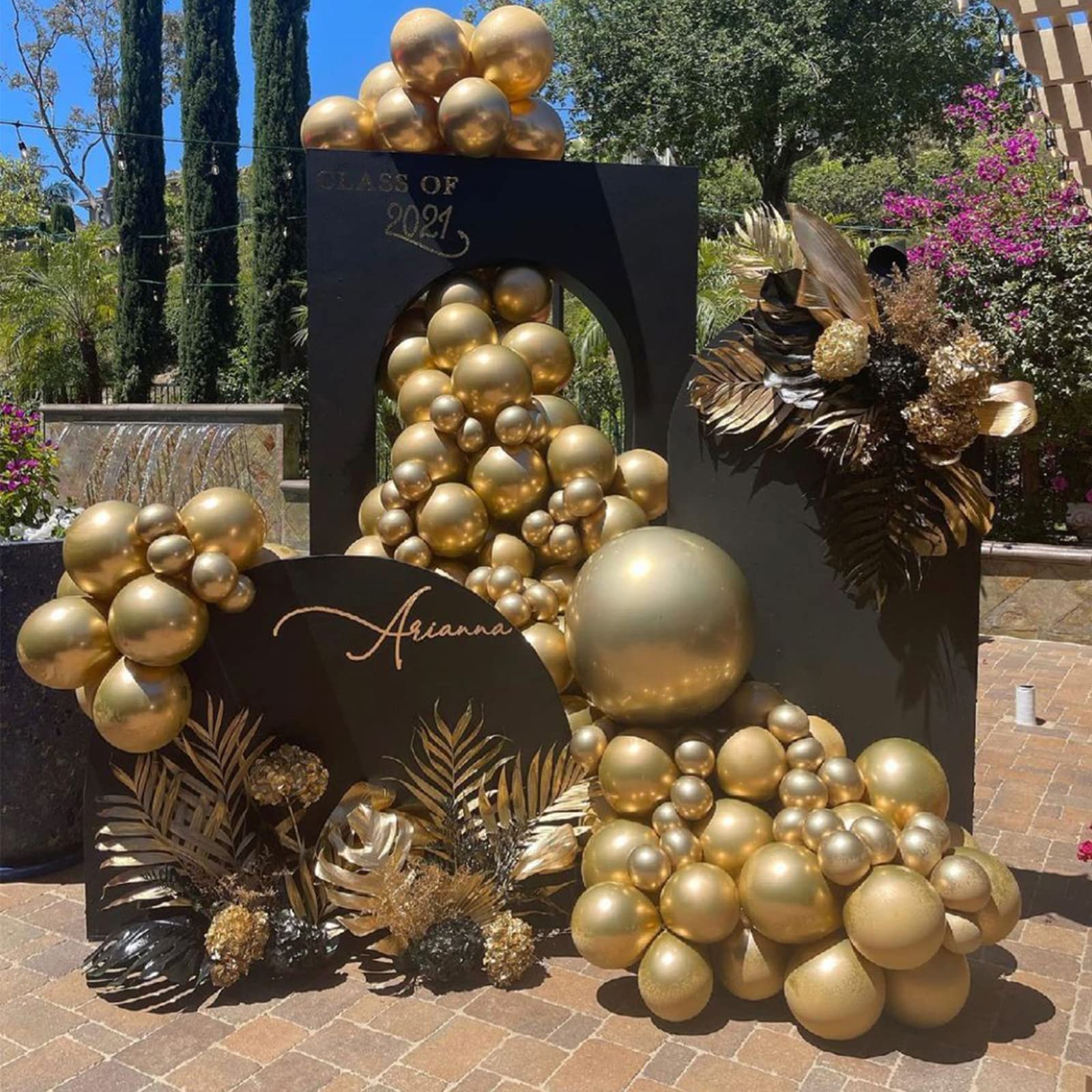 Voircoloria 130pcs Metallic Gold Balloons – Mixed Sizes for Weddings, Birthdays, and More