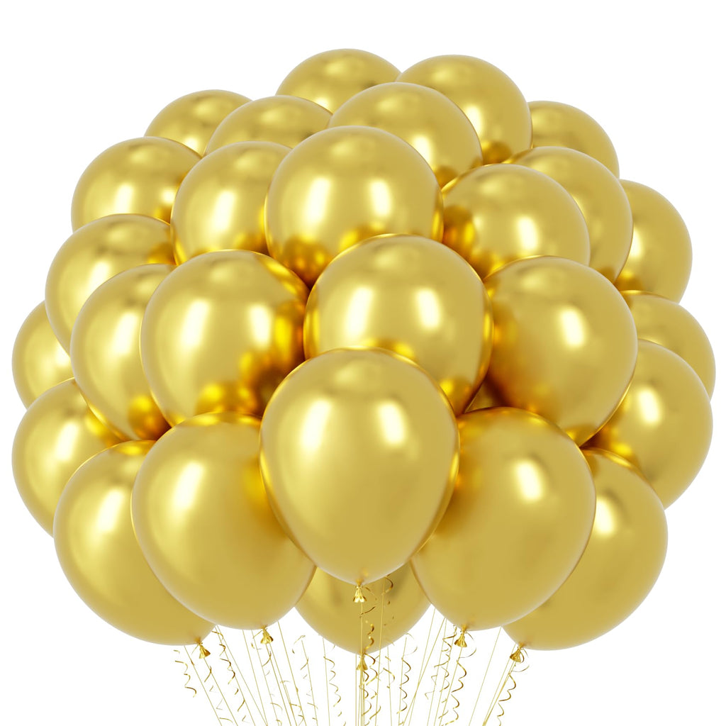 Voircoloria Metallic Gold Balloons – 66-Pack 12-Inch Chrome Gold Latex Party Balloons