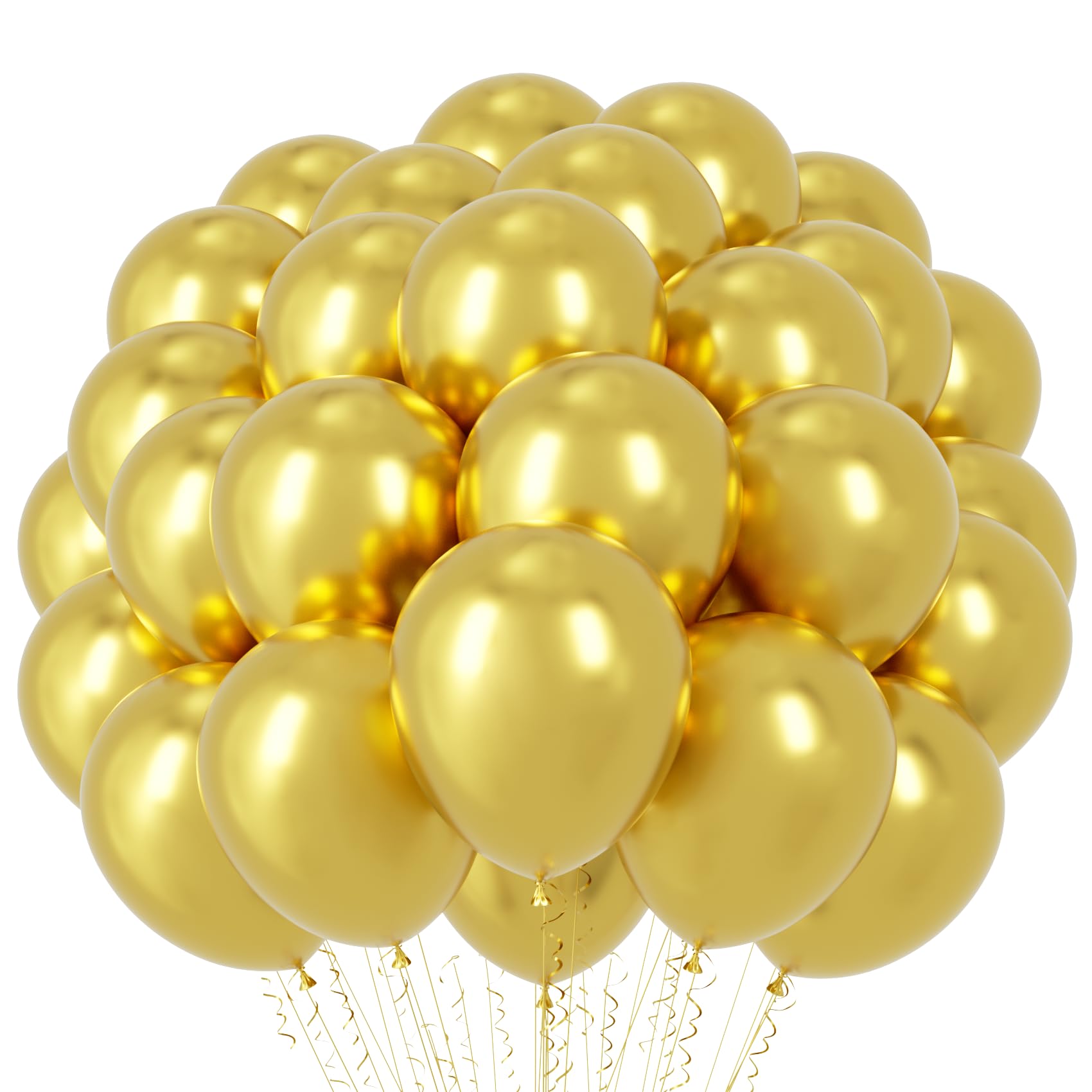 Voircoloria Metallic Gold Balloons – 66-Pack 12-Inch Chrome Gold Latex Party Balloons