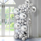 Voircoloria 130pcs Metallic Silver Balloon Garland Arch Kit – Chrome Balloons for Graduation, Birthday, Baby Shower, Wedding