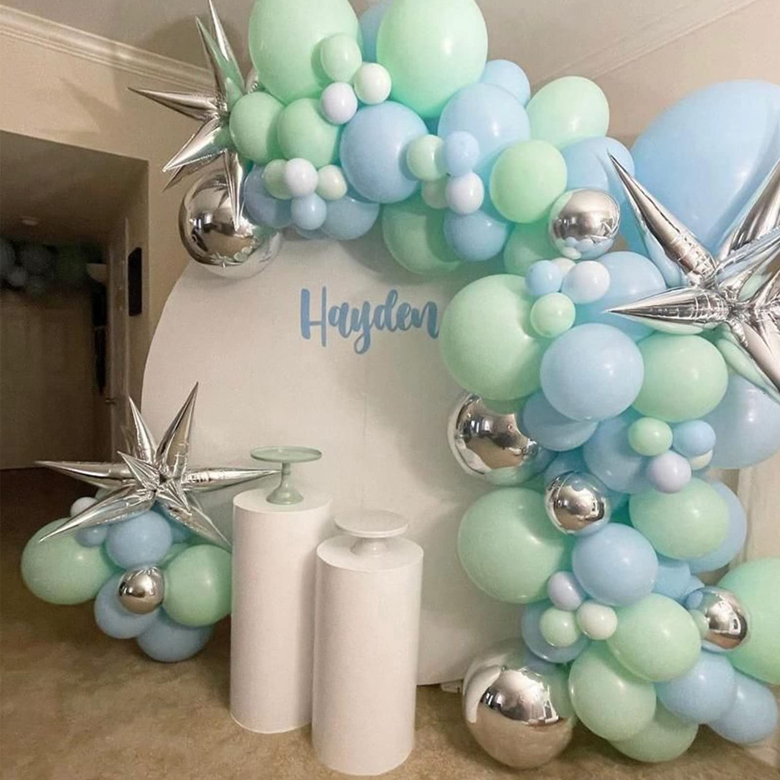 Voircoloria Mint Green Balloons Set – 130pcs in 4 Sizes (18in, 12in, 10in, 5in) for Birthday, Baby Shower, Wedding Decor