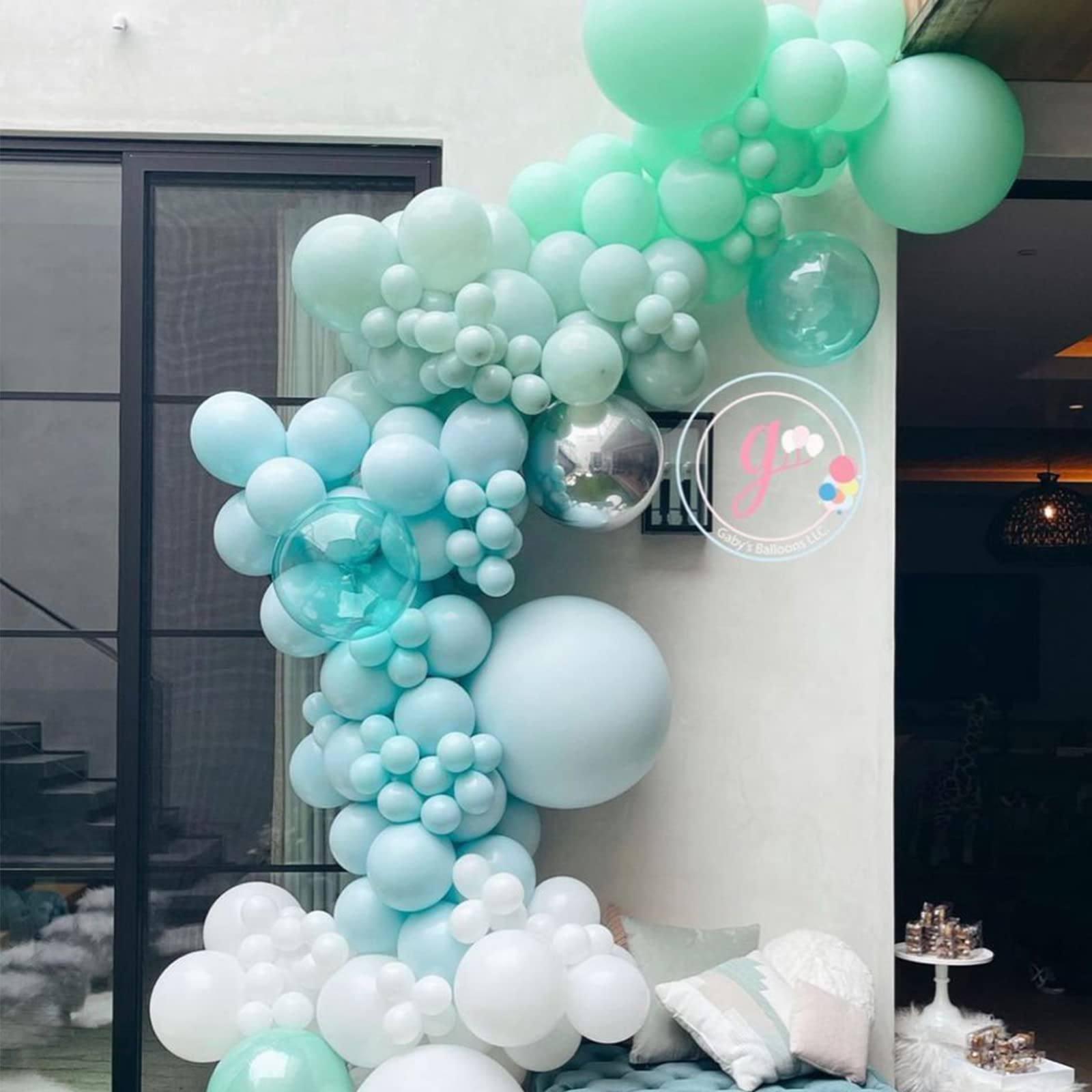 Voircoloria Mint Green Balloons Set – 130pcs in 4 Sizes (18in, 12in, 10in, 5in) for Birthday, Baby Shower, Wedding Decor