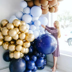 Voircoloria 130pcs Navy Blue Balloons Set – 5-inch, 10-inch, 12-inch, 18-inch for Parties