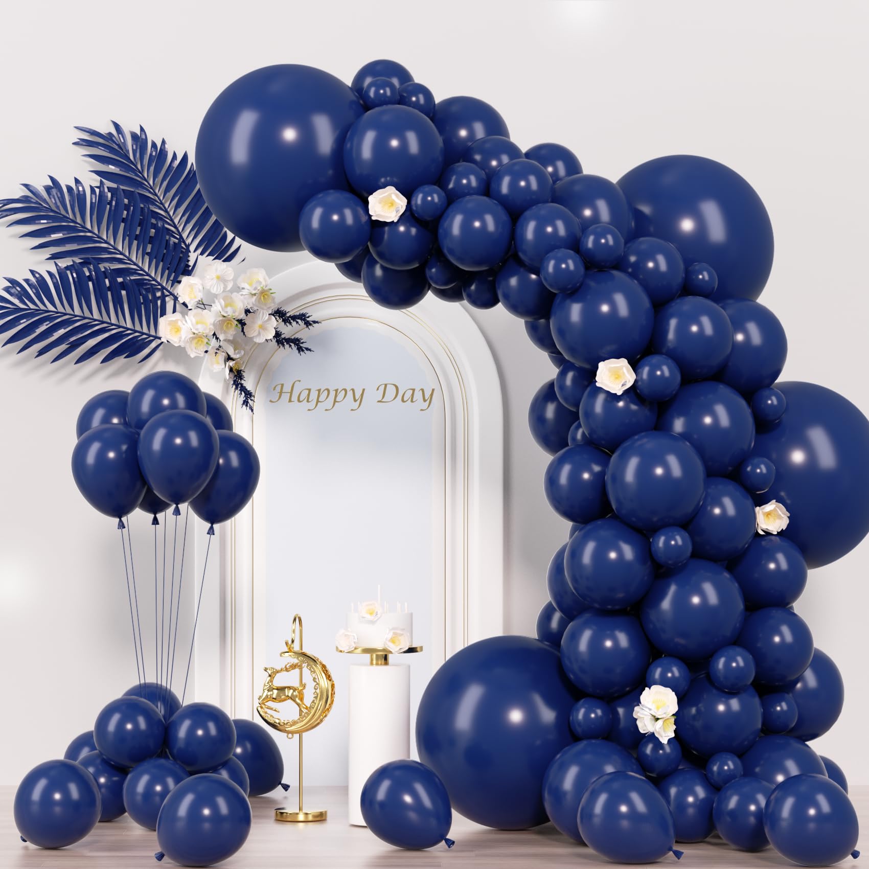 Voircoloria 130pcs Navy Blue Balloons Set – 5-inch, 10-inch, 12-inch, 18-inch for Parties
