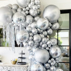 Voircoloria 130pcs Metallic Silver Balloon Garland Arch Kit – Chrome Balloons for Graduation, Birthday, Baby Shower, Wedding