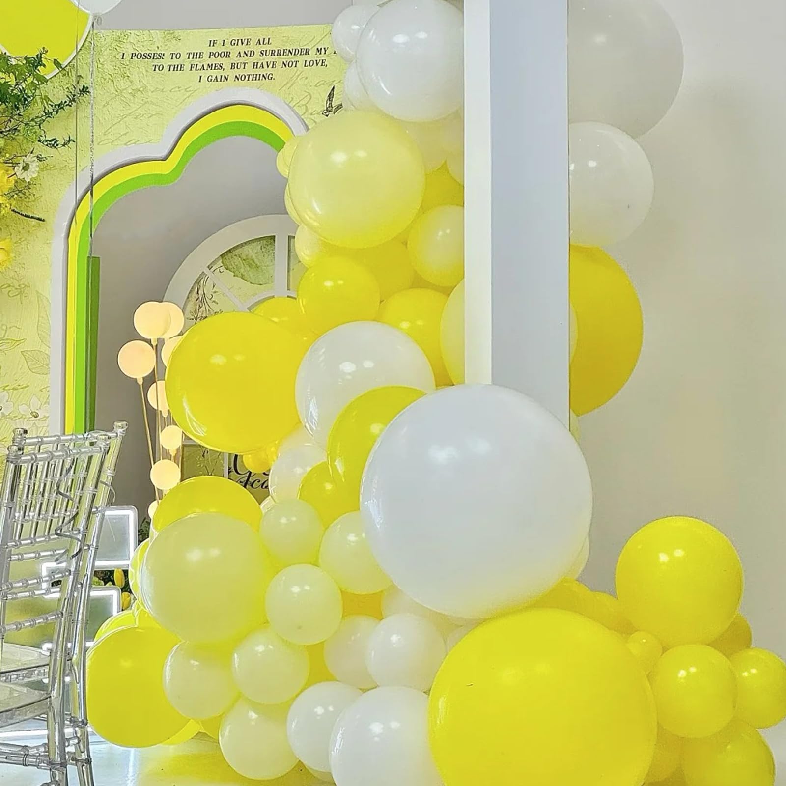 Voircoloria 130pcs Pastel Yellow Balloons – 5 Sizes Balloon Garland Arch Kit for Parties
