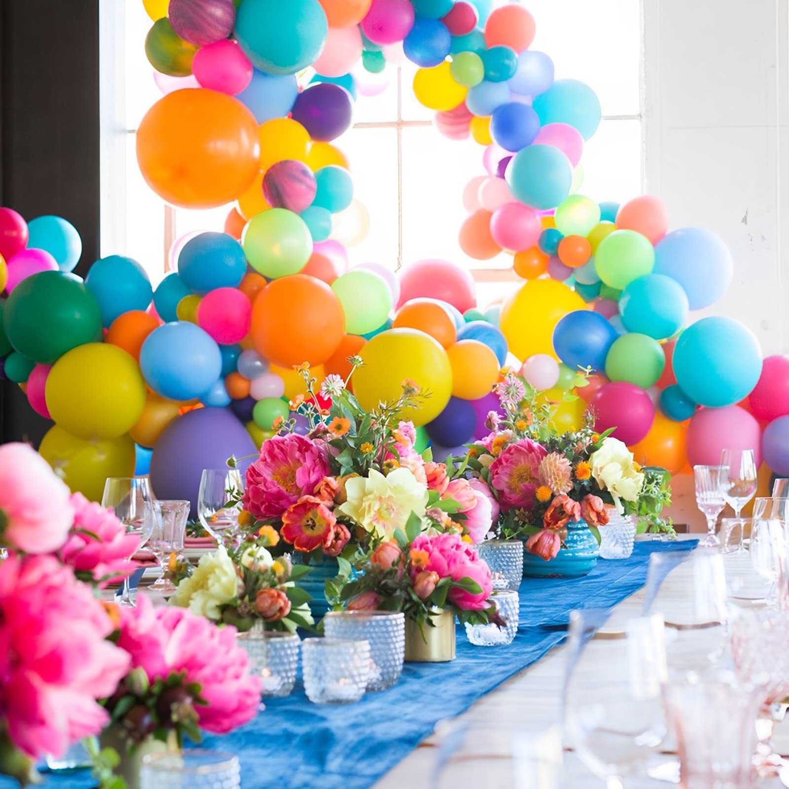 Voircoloria 105pcs Rainbow Balloons – 12inch Latex Party Kit