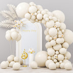 Voircoloria 130pcs White Sand Balloons Set – 18", 12", 10", 5" Off-White Latex Party Balloons