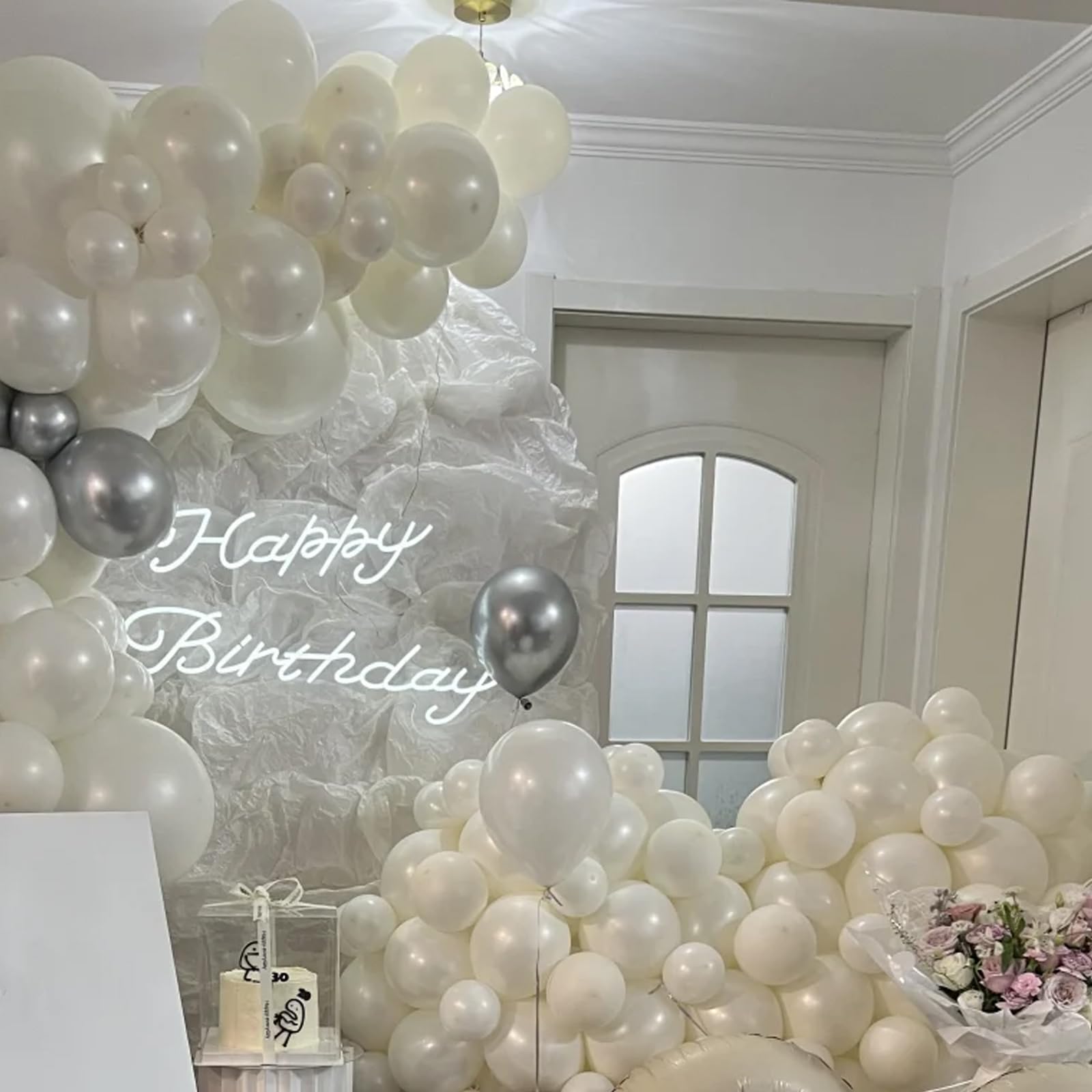 Voircoloria 105pcs Ivory Balloons – Premium Matte Latex for All Celebrations