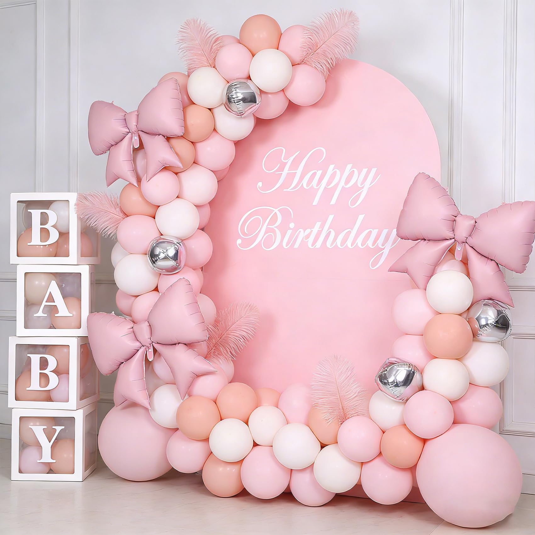 Vorplick 4Pcs Giant Pink Bow Balloons 38in – Elegant Party Decorations