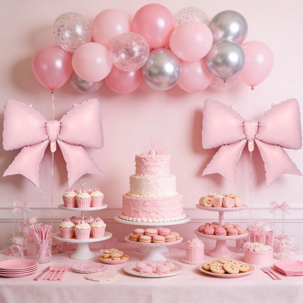 Vorplick 4Pcs Giant Pink Bow Balloons 38in – Elegant Party Decorations
