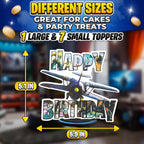 V TOWER Video Game Cake Topper with 7 Action Figures & Large Logo | Sturdy Cardboard Decorations