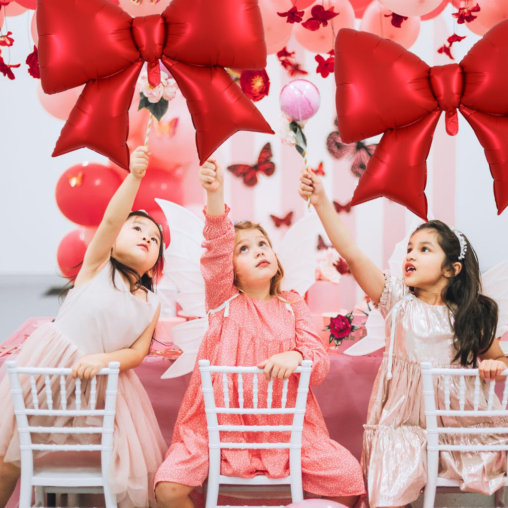 Vuzvuv 5Pcs 38-Inch Giant Red Bow Balloons – Party Decor for Birthdays, Weddings & Gender Reveals