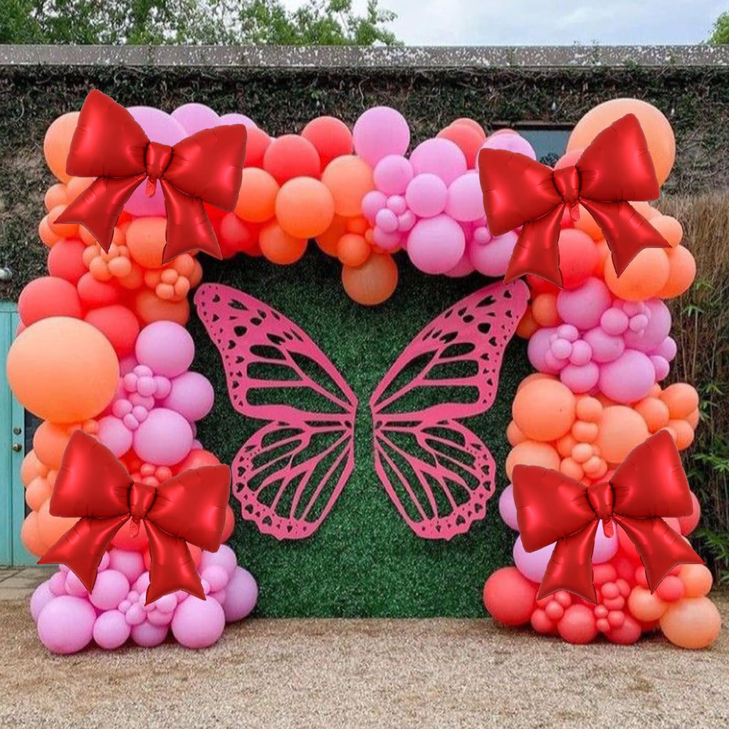 Vuzvuv 5Pcs 38-Inch Giant Red Bow Balloons – Party Decor for Birthdays, Weddings & Gender Reveals