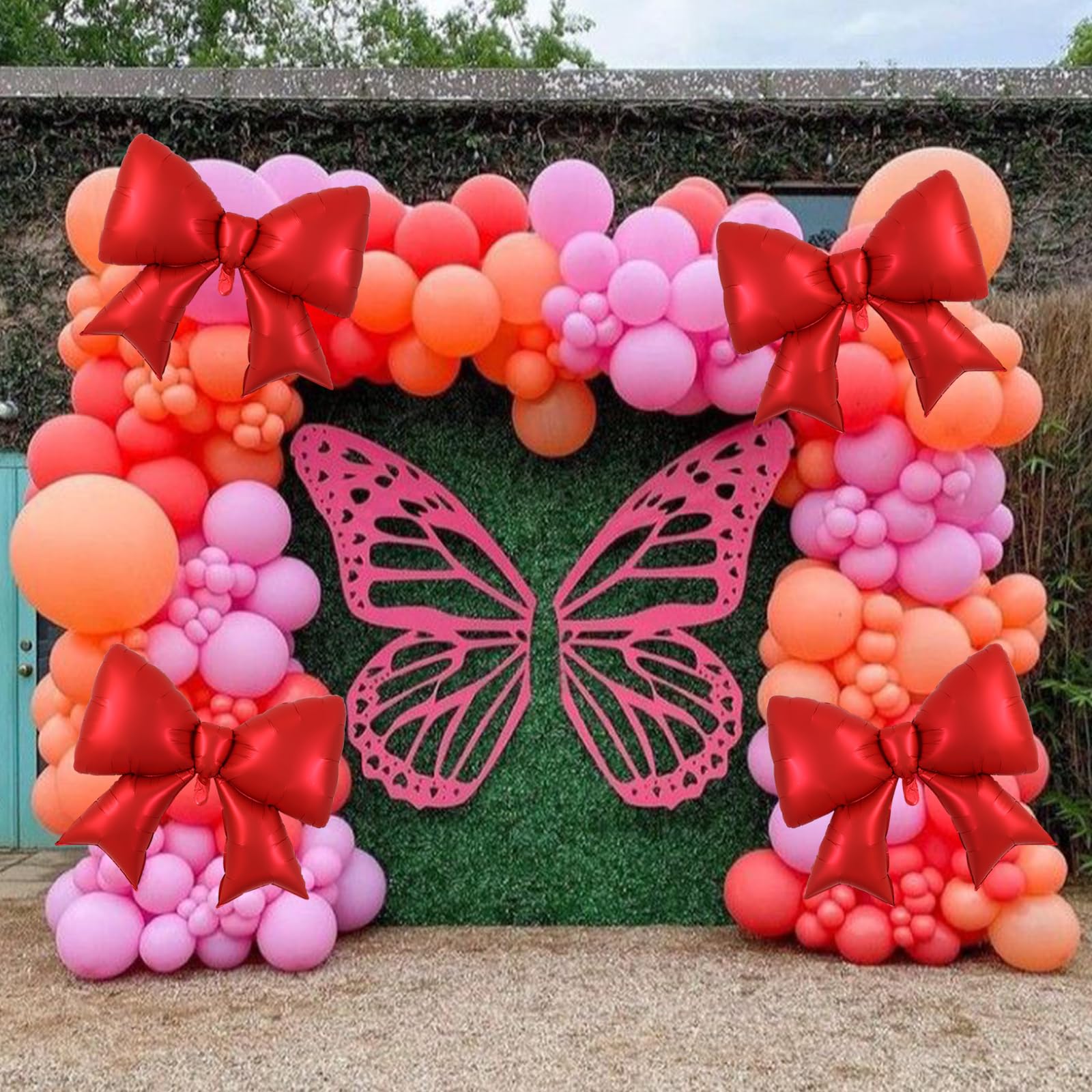 Vuzvuv 5Pcs 38-Inch Giant Red Bow Balloons – Party Decor for Birthdays, Weddings & Gender Reveals