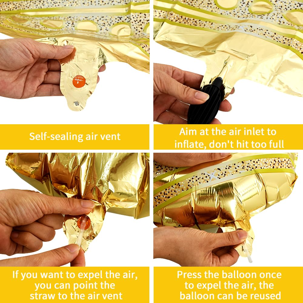 Vuzvuv 4 Pcs Gold Crown Balloons 24 Inch – Foil Crown Balloons for Weddings, Baby Showers, and Anniversaries