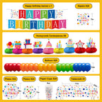 VVSBPL 127Pcs Happy Birthday Party Supplies – Dot Design Disposable Tableware Set for 24