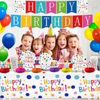 VVSBPL 127Pcs Happy Birthday Party Supplies – Dot Design Disposable Tableware Set for 24
