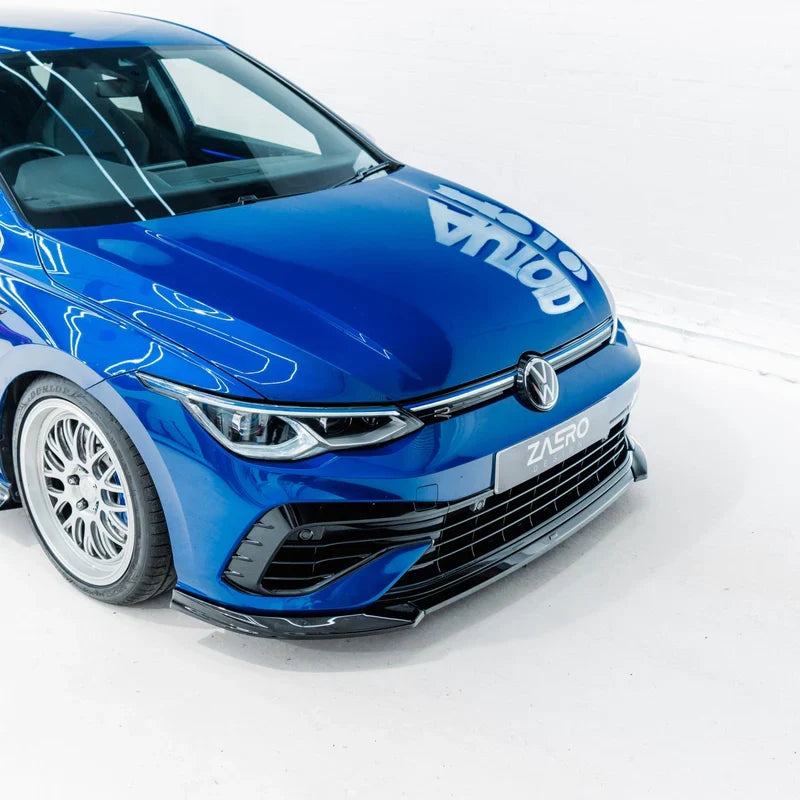 VW Golf R Mk8 EVO-1 Gloss Black Front Splitter by ZAERO (2020-2024)