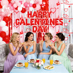 Vynium 111 Pcs Happy Galentines Day Decorations Kit – Balloons, Banner & Fringe Curtains