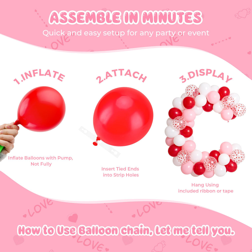 Vynium 111 Pcs Happy Galentines Day Decorations Kit – Balloons, Banner & Fringe Curtains