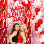 Vynium 111 Pcs Happy Galentines Day Decorations Kit – Balloons, Banner & Fringe Curtains