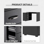 HOMCOM L Shaped Computer Desk, Reversible Home Office Desk with Drawers, File Cabinet and Storage Shelves, Study Table, 117 x 83.5 x 76cm, Black