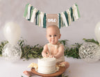 WAUAO Wild One Highchair Banner – Jungle Safari Birthday Decor for Baby Boy (Green)