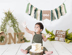 WAUAO Wild One Highchair Banner – Jungle Safari Birthday Decor for Baby Boy (Green)