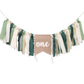 WAUAO Wild One Highchair Banner – Jungle Safari Birthday Decor for Baby Boy (Green)