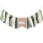 WAUAO Wild One Highchair Banner – Jungle Safari Birthday Decor for Baby Boy (Green)