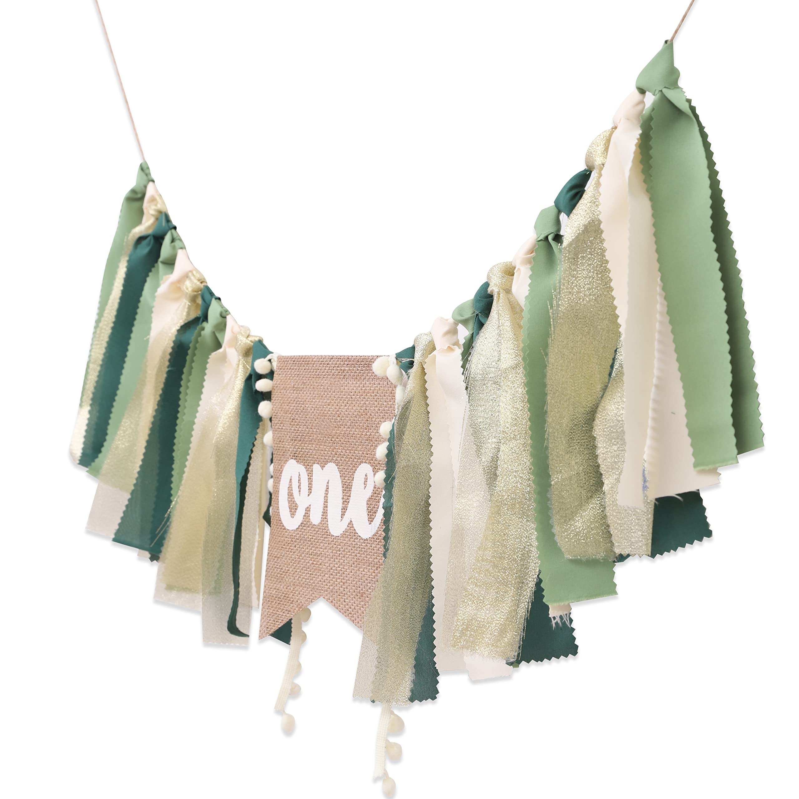 WAUAO Wild One Highchair Banner – Jungle Safari Birthday Decor for Baby Boy (Green)