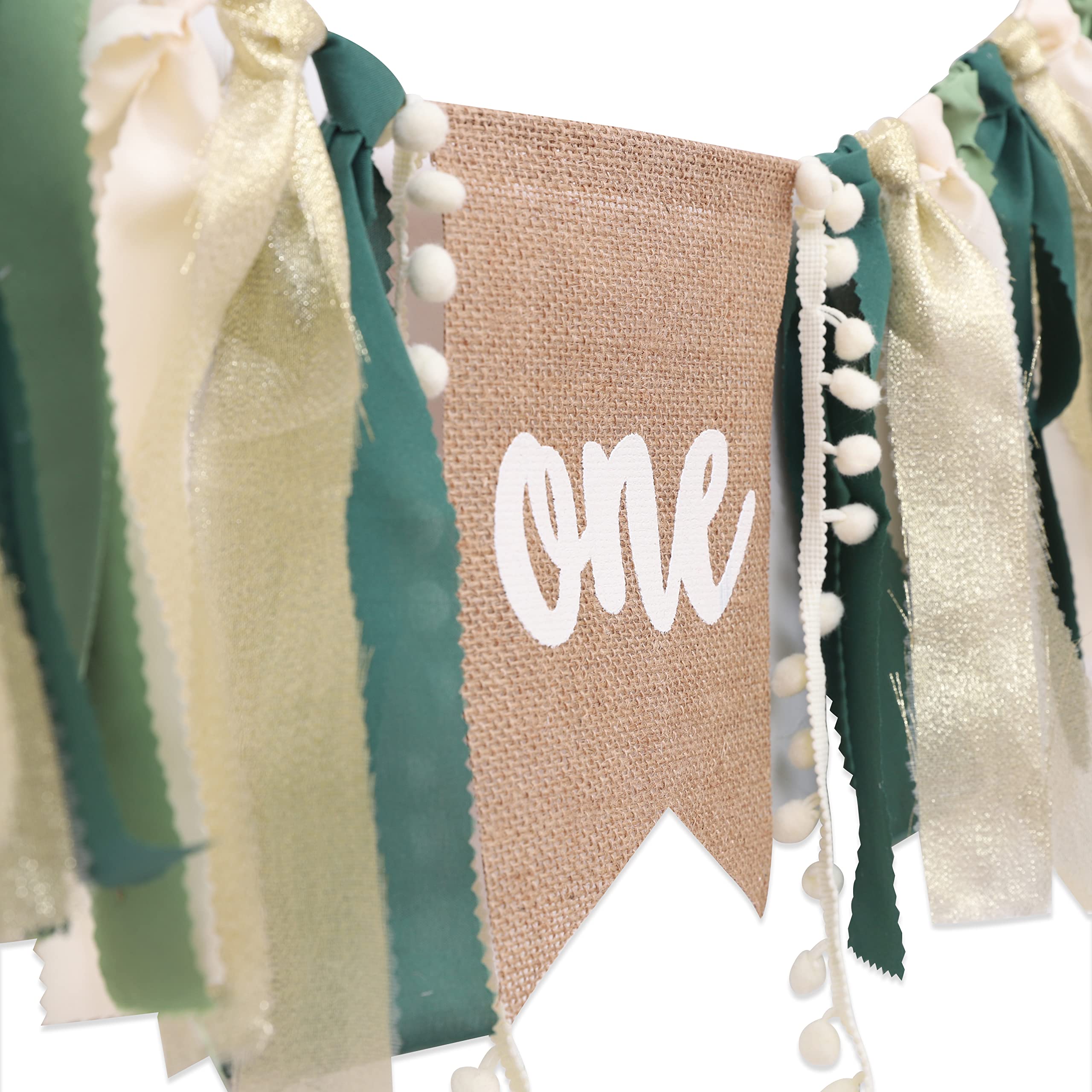 WAUAO Wild One Highchair Banner – Jungle Safari Birthday Decor for Baby Boy (Green)