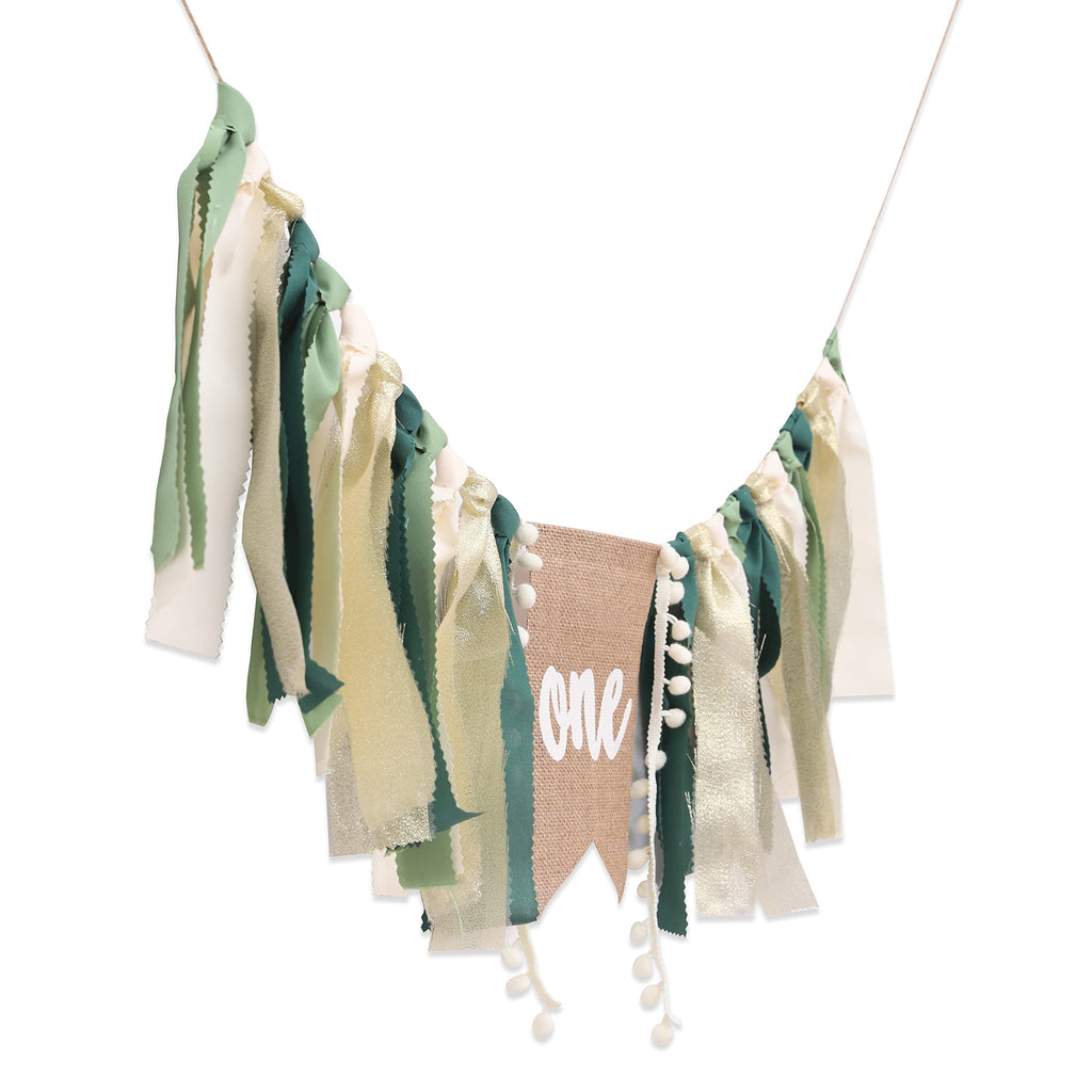 WAUAO Wild One Highchair Banner – Jungle Safari Birthday Decor for Baby Boy (Green)