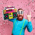 Waenerec Boombox Pinata with Stick & Blindfold – 80s Hip Hop Party Game & Large Radio Gift
