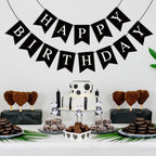 Waenerec Black Happy Birthday Banner — Stylish Party Garland for Any Age
