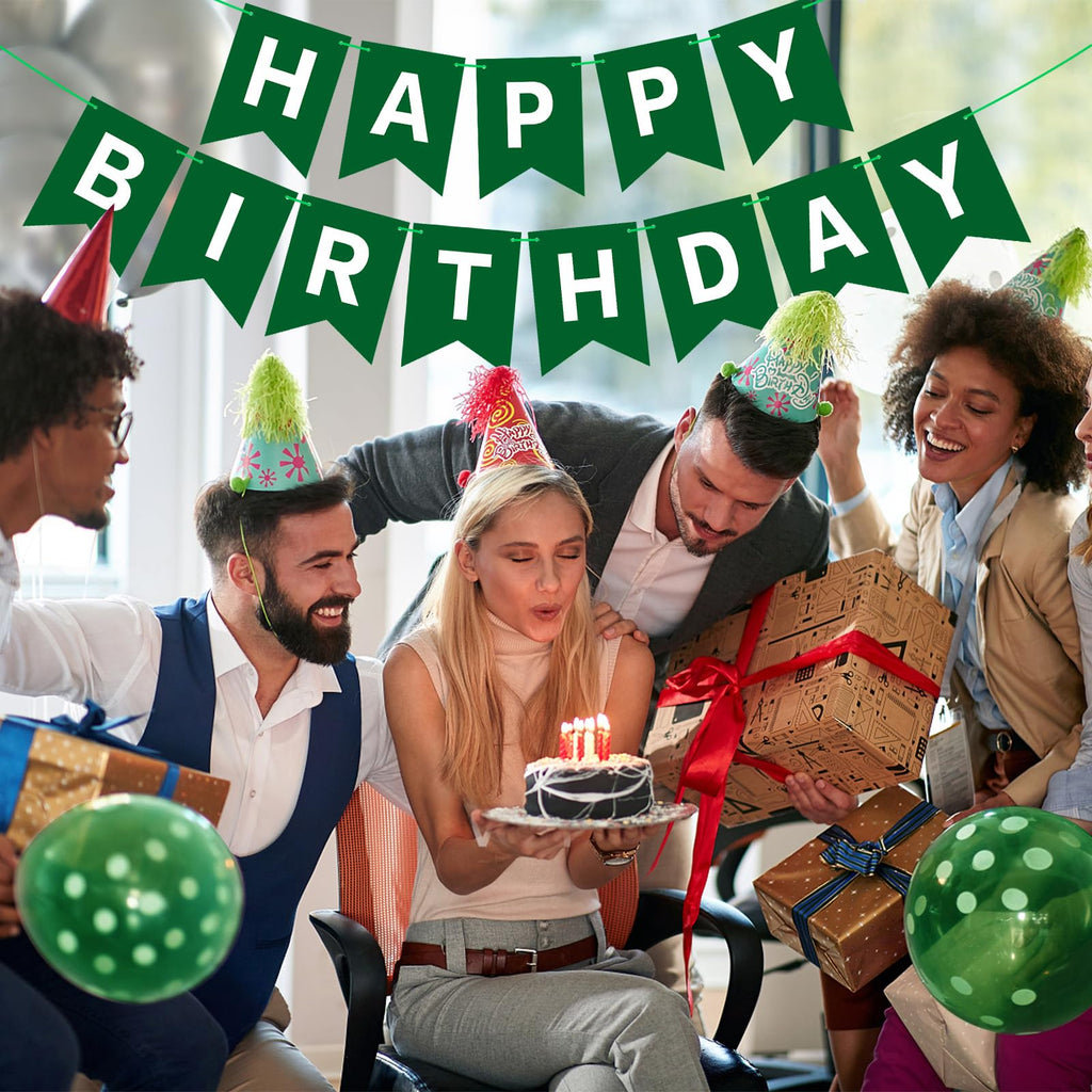 Waenerec Dark Green Happy Birthday Banner – Birthday Garland for Kids, Teens & Adults
