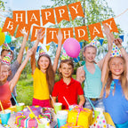 Waenerec Orange Birthday Banner – Happy Birthday Garland for Any Age | Eco-Friendly & Reusable