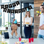 Waenerec Black Happy Birthday Banner — Stylish Party Garland for Any Age