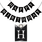 Waenerec Black Happy Birthday Banner — Stylish Party Garland for Any Age