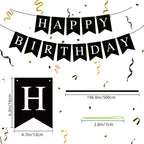 Waenerec Black Happy Birthday Banner — Stylish Party Garland for Any Age