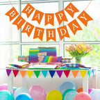 Waenerec Orange Birthday Banner – Happy Birthday Garland for Any Age | Eco-Friendly & Reusable
