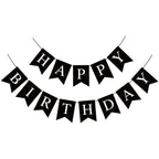 Waenerec Black Happy Birthday Banner — Stylish Party Garland for Any Age