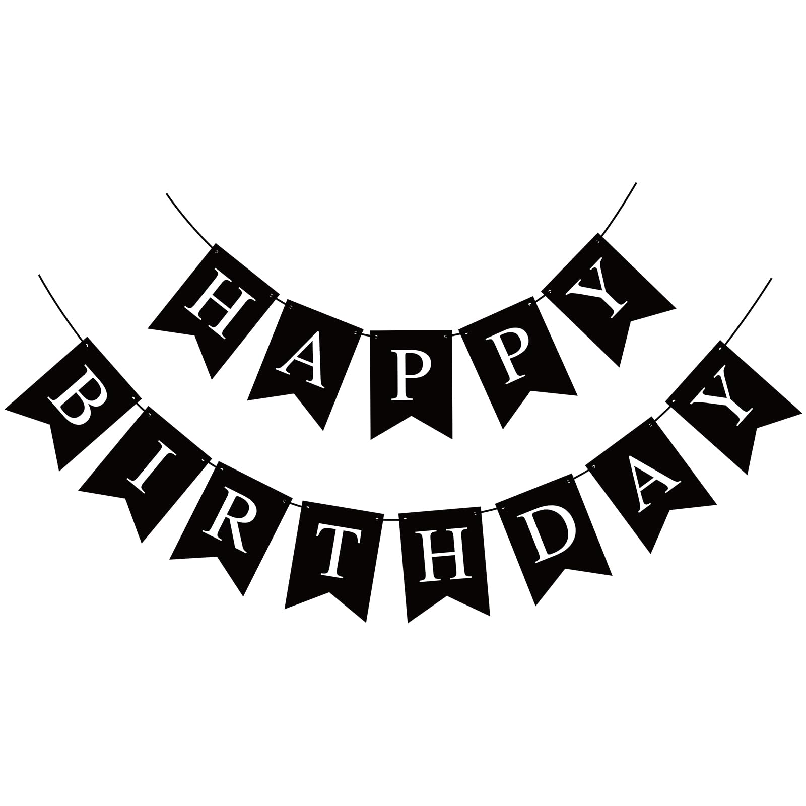 Waenerec Black Happy Birthday Banner — Stylish Party Garland for Any Age