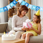 Waenerec Blue Happy Birthday Banner - Self-Assembly Bunting for Kids