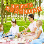 Waenerec Orange Birthday Banner – Happy Birthday Garland for Any Age | Eco-Friendly & Reusable