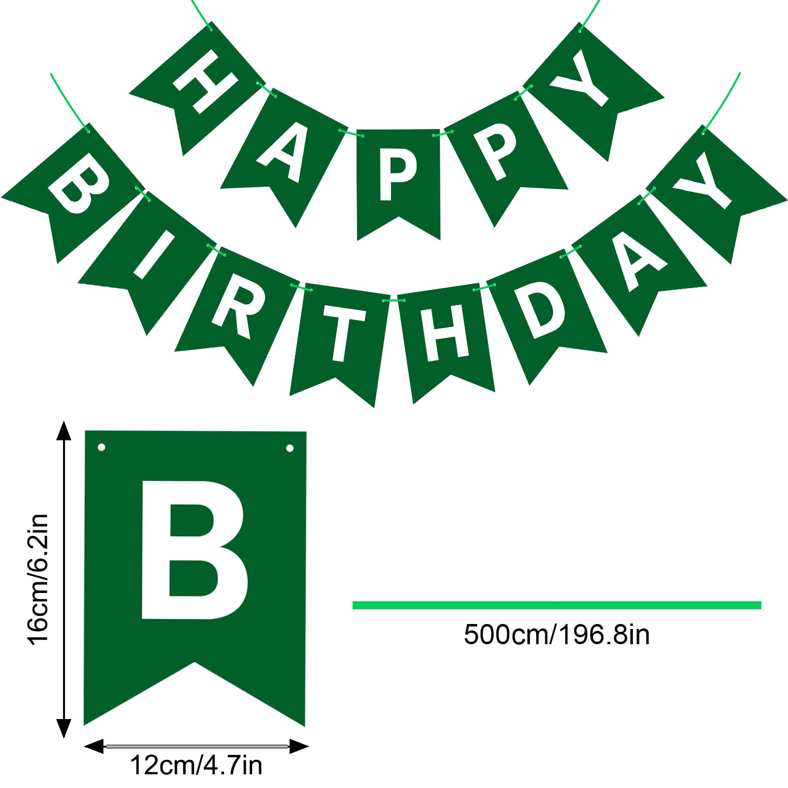 Waenerec Dark Green Happy Birthday Banner – Birthday Garland for Kids, Teens & Adults