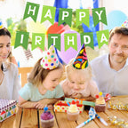 Waenerec Green Happy Birthday Banner – Eco-Friendly Bunting for Kids Parties